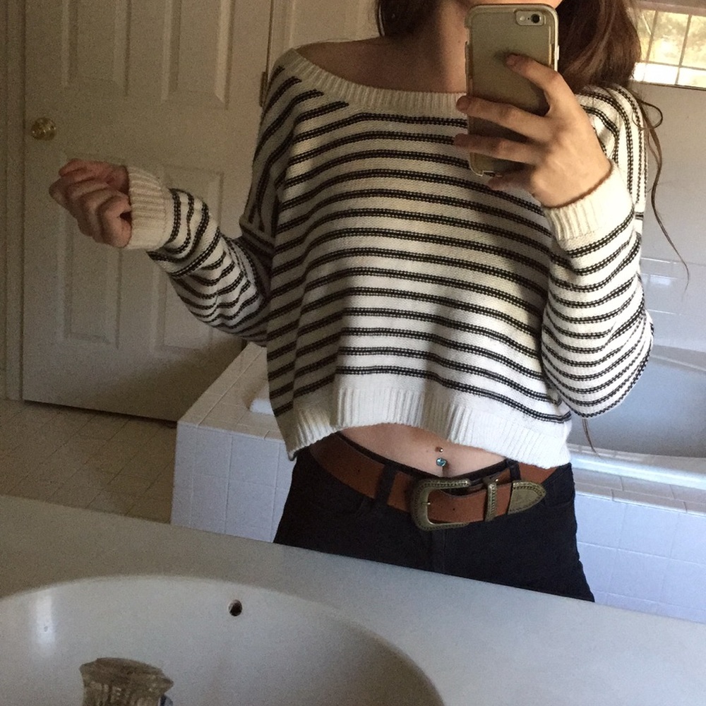 Black and white off the shoulder top